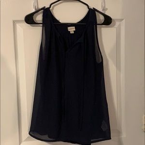 Navy blue sheer tank top